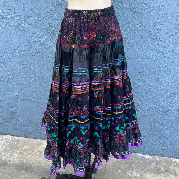 Vintage Tiered Skirt Maximalist Avant garde Cottagecore womens small - Picture 6 of 12